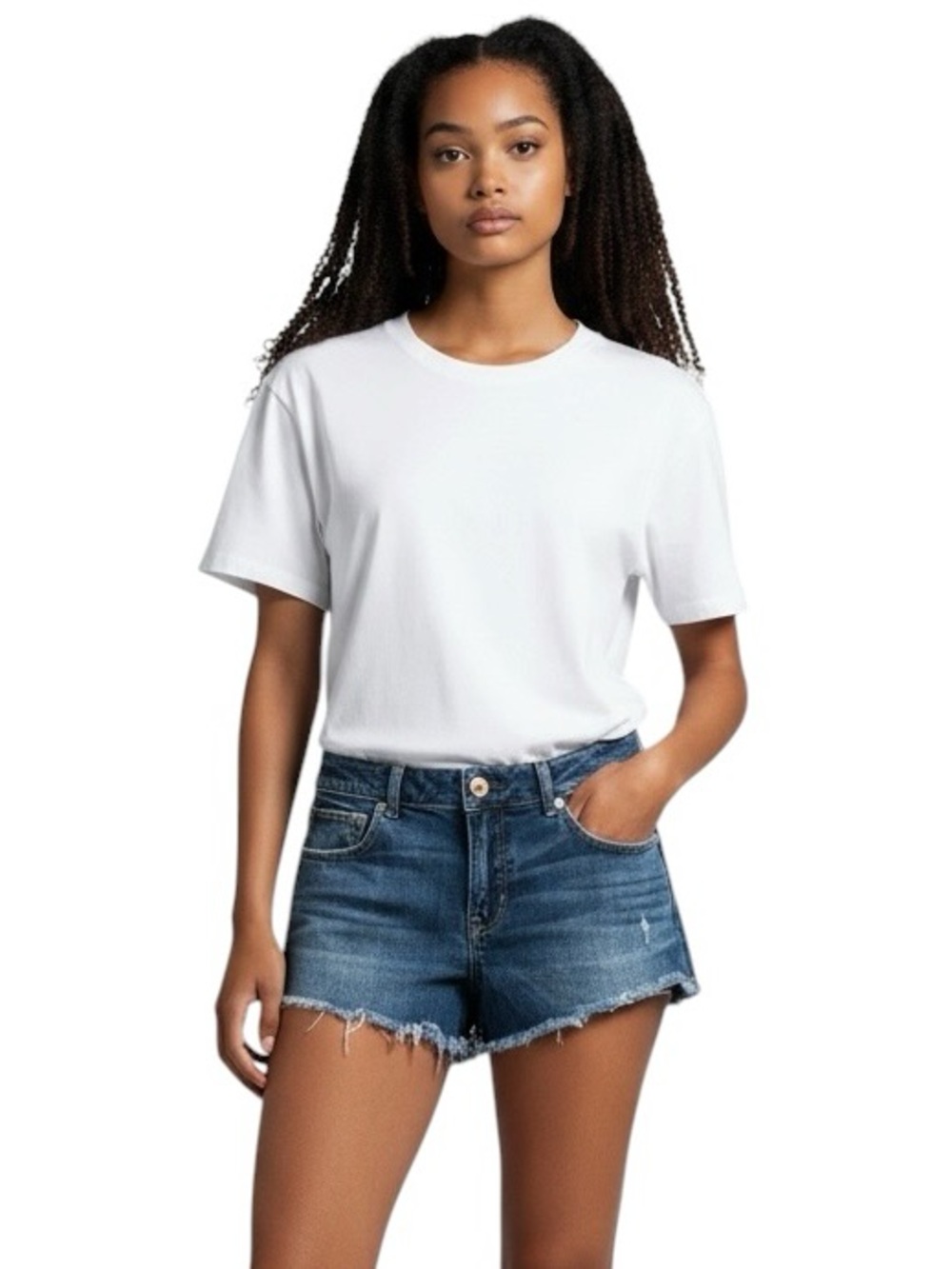 American Eagle Outfitters Dark Blue Frayed Denim Cutoff Shorts